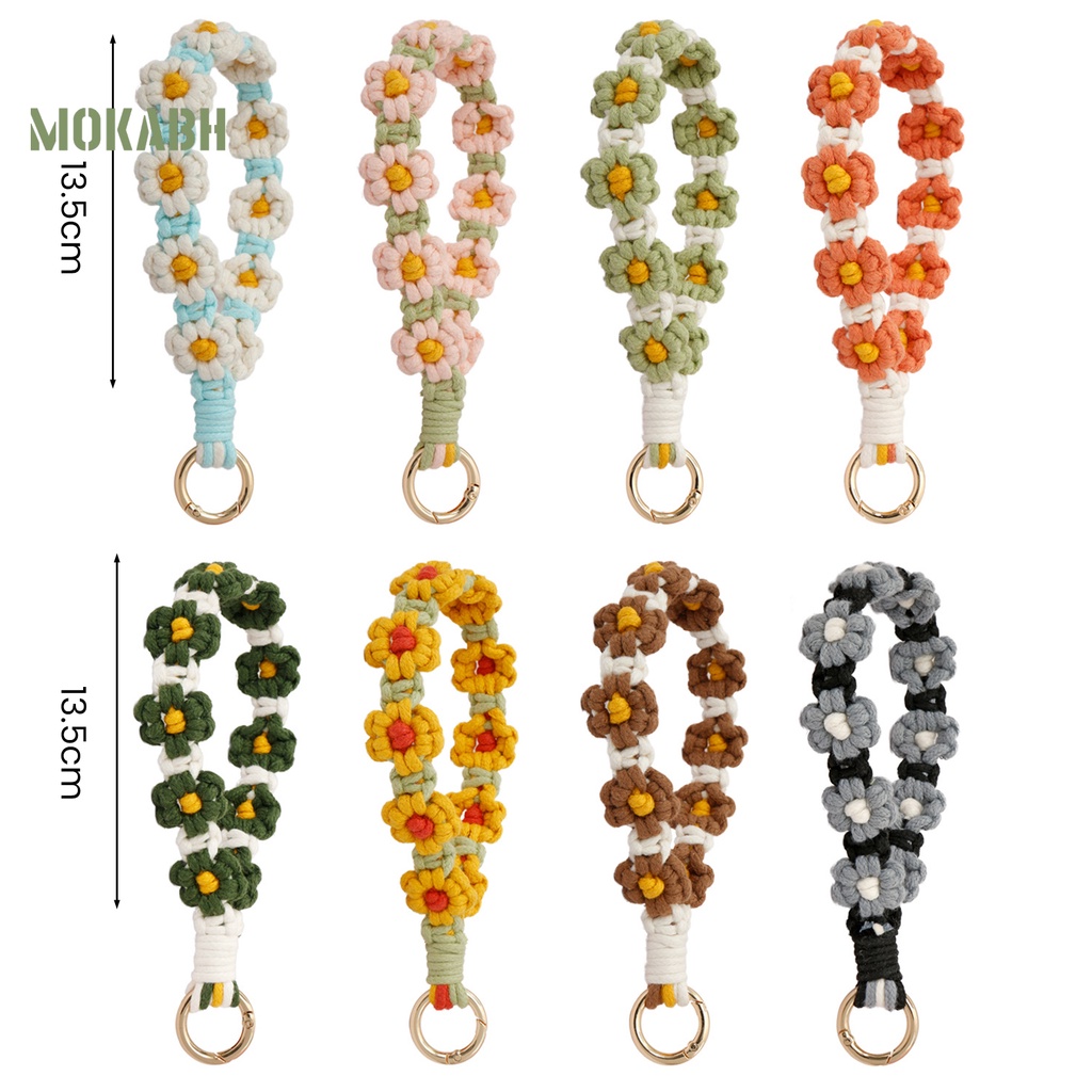 [Mok Abh] Móc Khóa / Vòng Đeo Tay / Móc Khóa Bằng Vải Dệt Thủ Công Mềm Mại Họa Tiết Hoa Phong Cách Bohemian