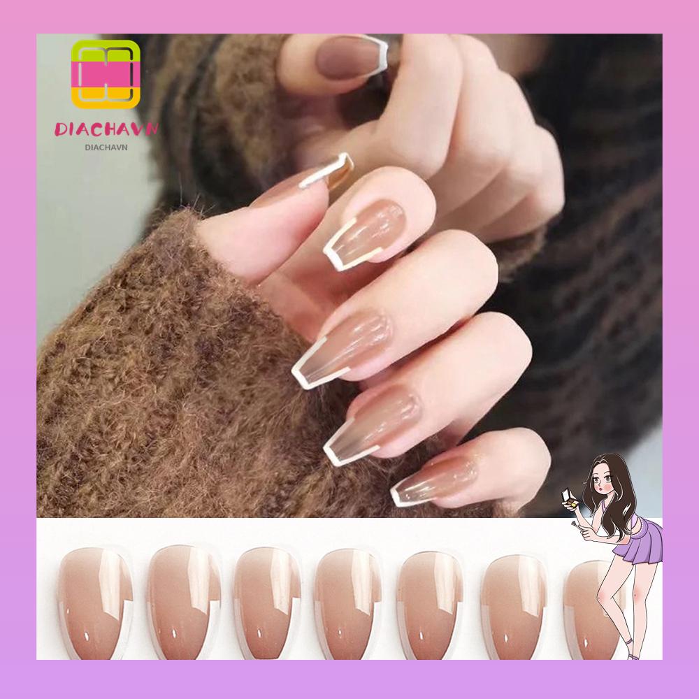 Hộp 24 Móng Tay Giả Múa Ba Lê Che Phủ Toàn Diện Có Thể Tháo Rời