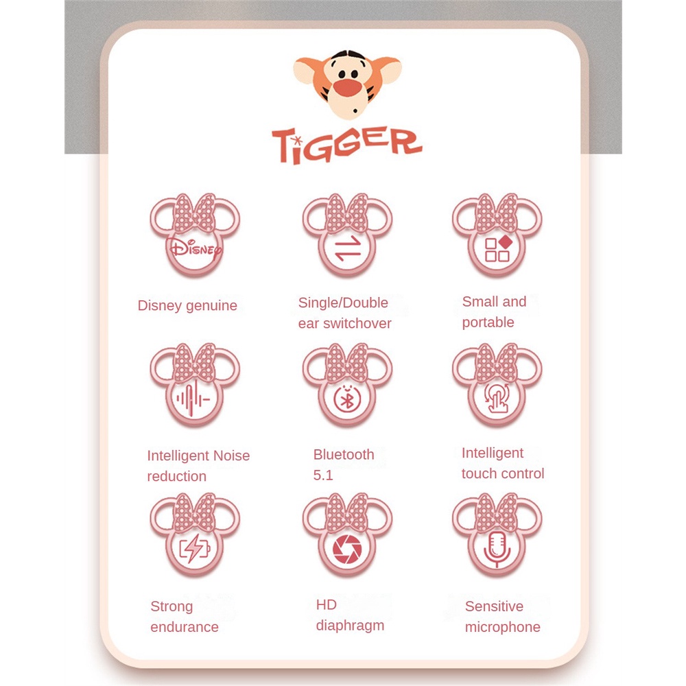 Tai nghe tương thích Bluetooth của Disney Joint Fx-909 Winnie The Pooh True Wireless Tws Nhỏ và Dễ thương Hàng chính hãng có giá trị cao