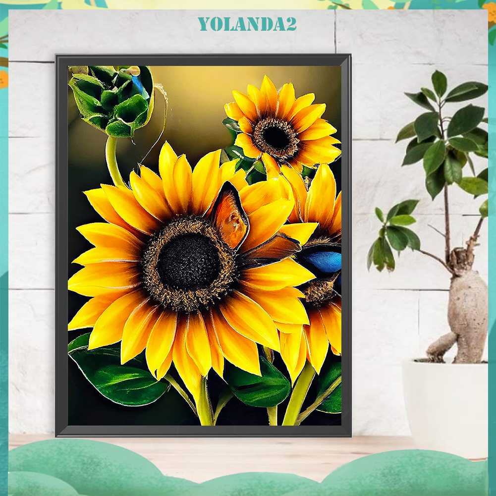 Tranh Đính Đá Kim Cương Toàn Bộ 5D DIY Hình Vẽ Hoa Trang Trí Nhà Cửa