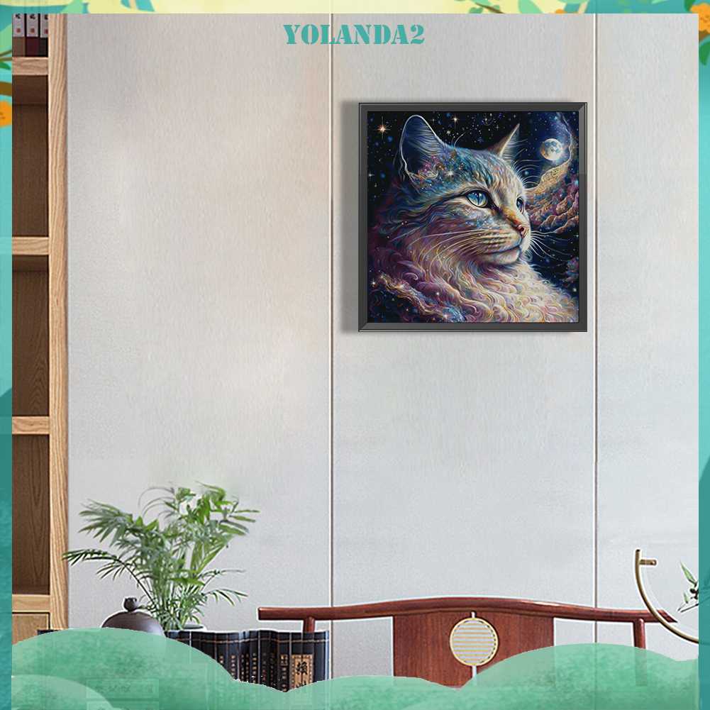 Tranh Đính Đá Kim Cương Toàn Bộ 5D DIY Hình Vẽ Mèo Trang Trí Nhà Cửa