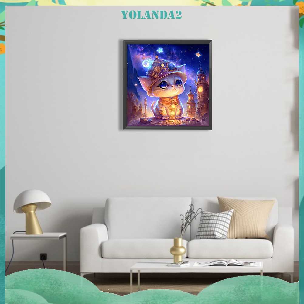 Tranh Đính Đá Kim Cương Toàn Bộ 5D DIY Hình Vẽ Mèo Trang Trí Nhà Cửa