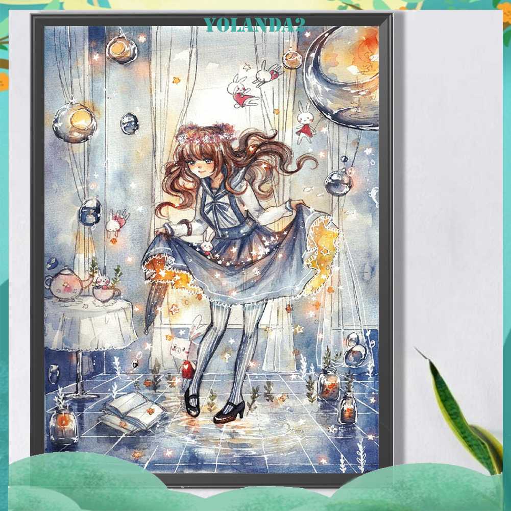 Tranh Đính Đá Kim Cương Toàn Bộ 5D DIY Hình Vẽ Cô Gái Trang Trí Nhà Cửa