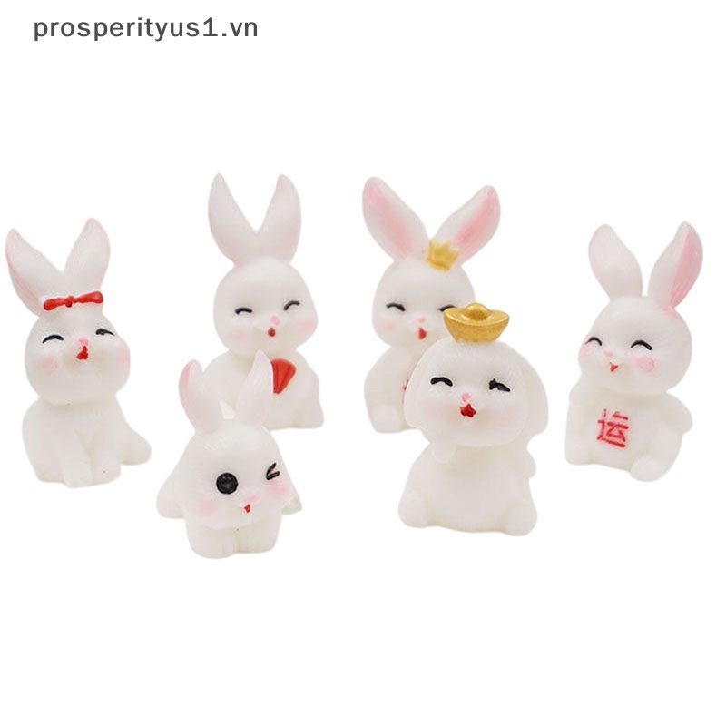 1 [prosperityus1] Set 10 Tượng Thỏ Mini Bằng Nhựa Resin Dạ Quang Dễ Thương Trang Trí Tiểu Cảnh [VN]