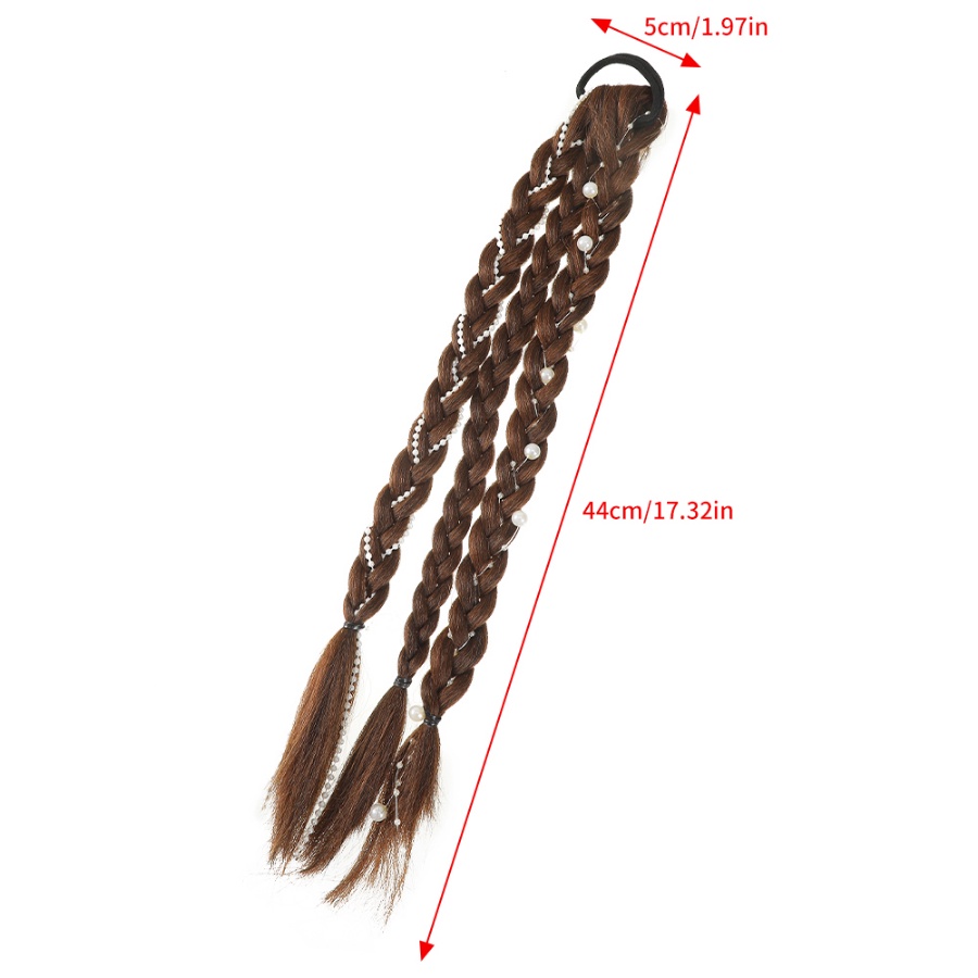 Dây Buộc Tóc Giả Thắt Bím Dài 44cm Đính Ngọc Trai Thời Trang Dành Cho Nữ