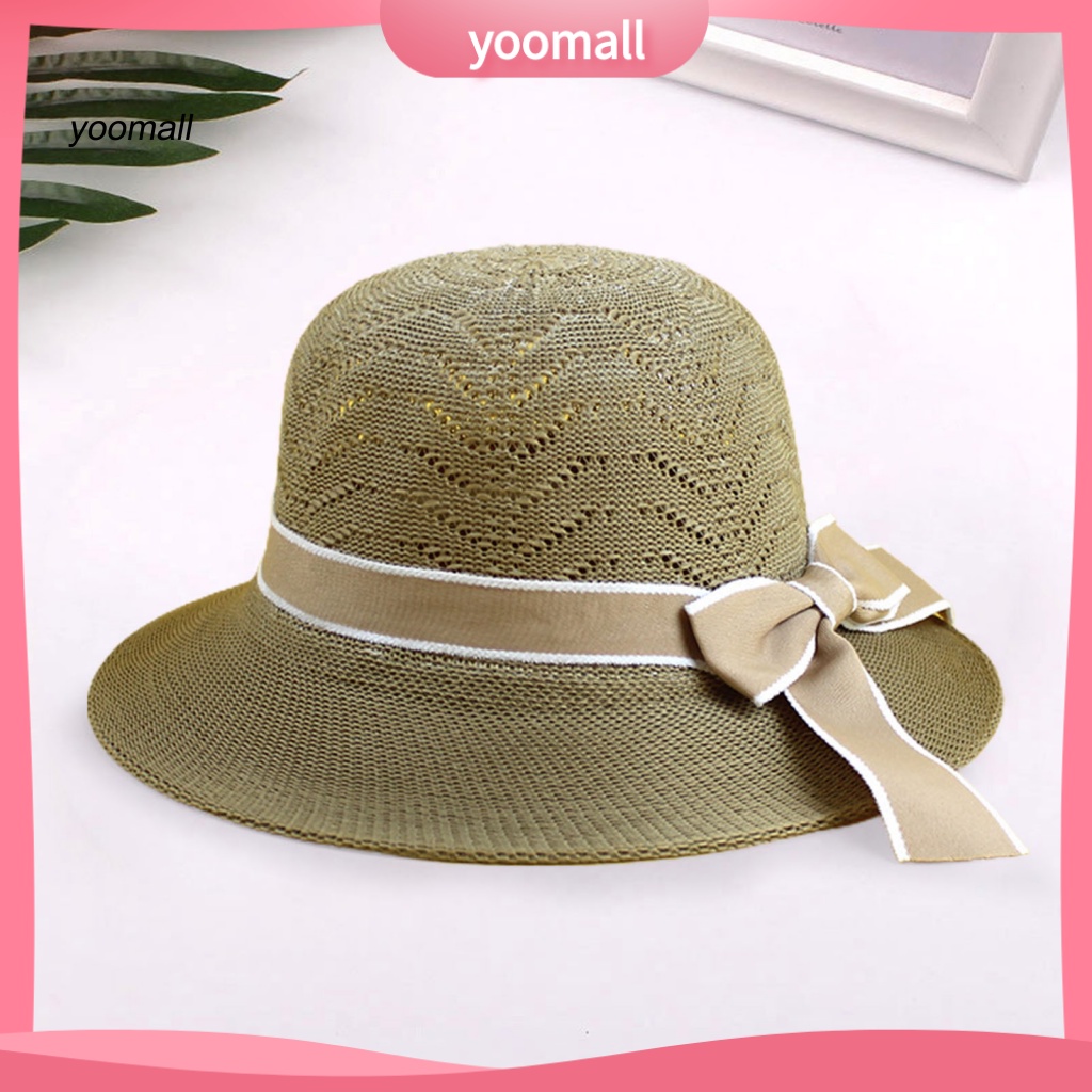 Mũ Rộng Vành Thoáng Khí Đính Nơ Phong Cách Hàn Quốc Cho Nữ