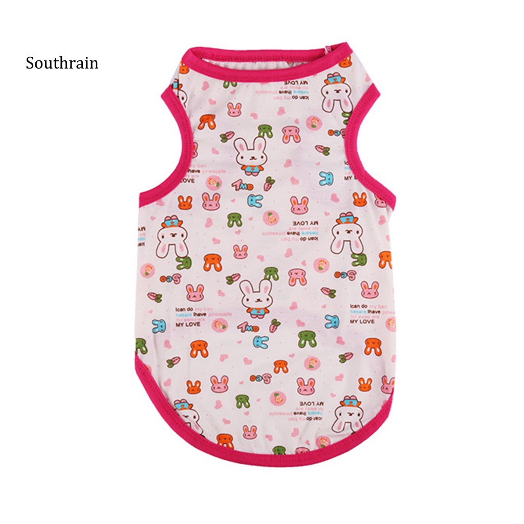 Áo Thun Cotton Sát Nách Chống Co Giãn In Họa Tiết Hoạt Hình Dễ Thương Thời Trang Mùa Hè Cho Cún Cưng