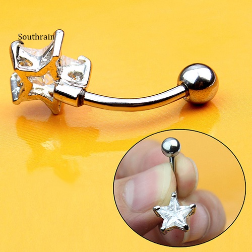Khuyên RốN HìNh Ngôi Sao ĐíNh Đá BằNg ThéP Y Tế