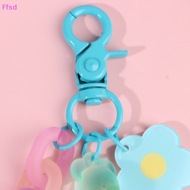 Móc Khóa Mặt Hình Gấu Và Hoa Màu Sắc Ngọt Ngào Cho Nữ {Ffsd}