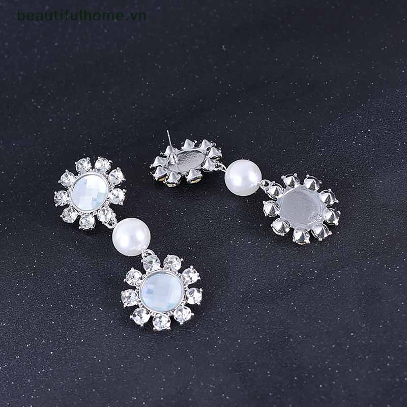 1 Đôi Bông Tai Hình Học Kim Cương Pha Lê Lấp Lánh Thời Trang