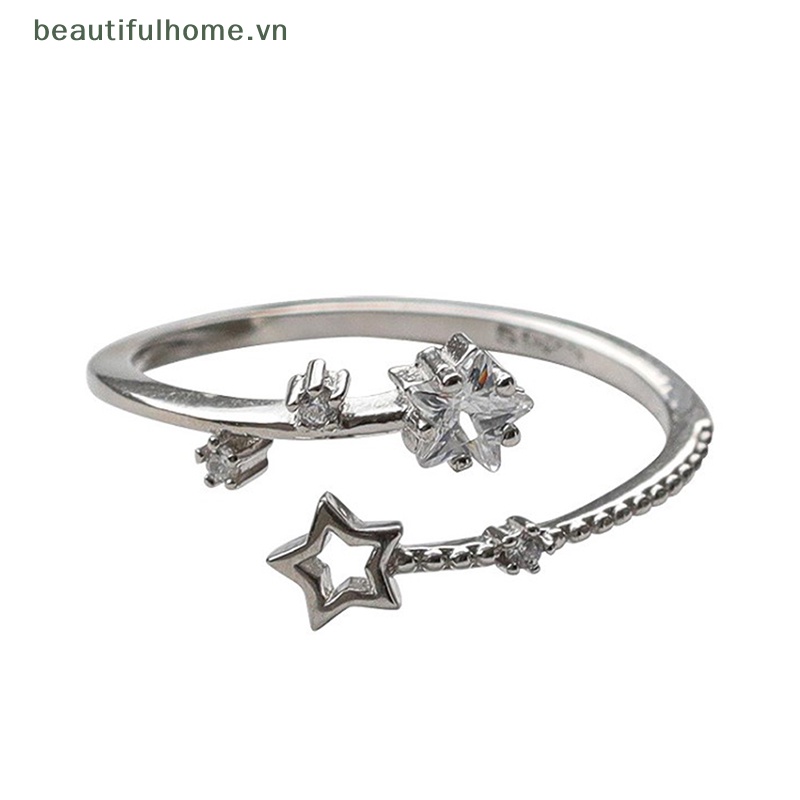 [beautifulhome] Nhẫn Hở Đính Đá Zircon Ngôi Sao Lấp Lánh Có Thể Điều Chỉnh Thời Trang Đa Năng Trang Sức Cưới [beauty]