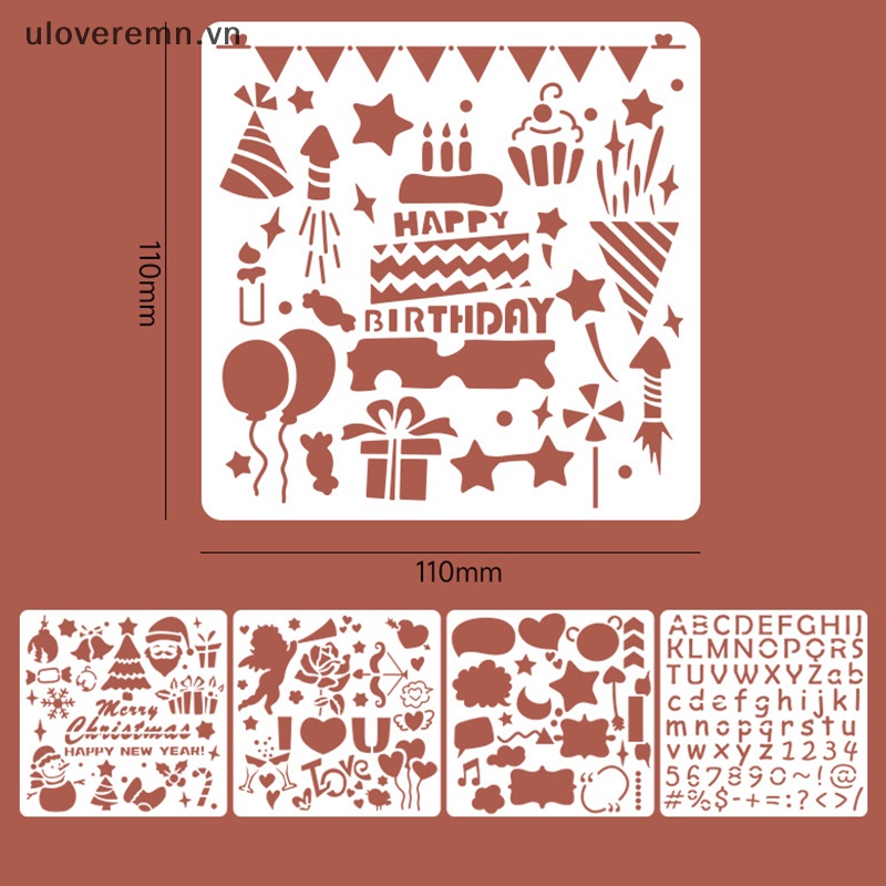 Set 5 Tấm Khuôn Vẽ Trang Trí Giáng Sinh Dễ Thương