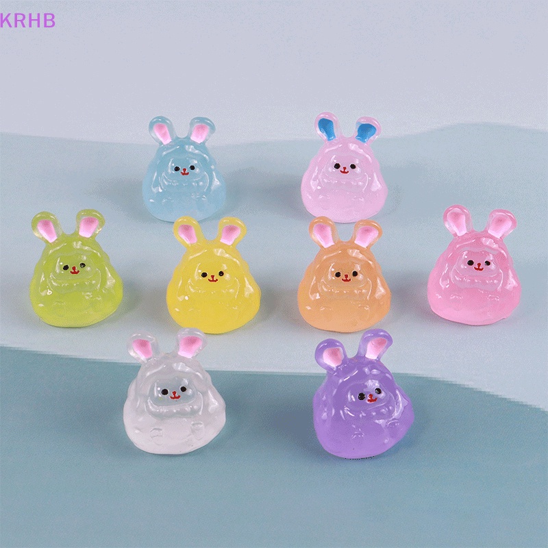 Set 2 Mô Hình Thỏ Dạ Quang Trang Trí Tiểu Cảnh Mới