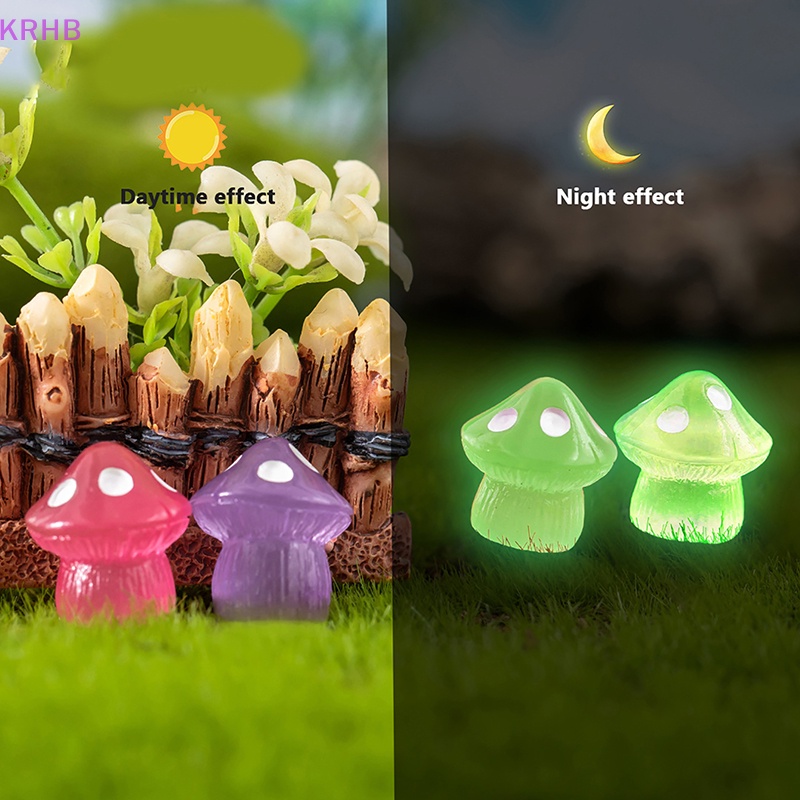 Set 1 / 5 Mô Hình Cây Nấm Dạ Quang Mini Bằng Nhựa Resin Trang Trí Tiểu Cảnh / Xe Hơi Mới