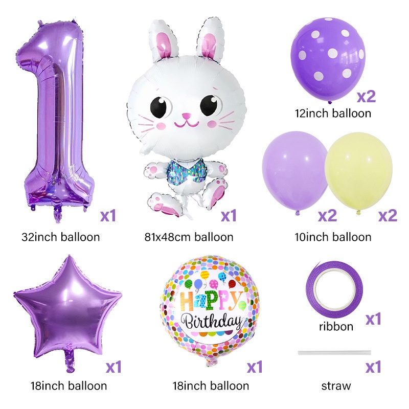 Set 12 Bong Bóng Lá Nhôm Hình Thỏ Phục Sinh Dùng Để Trang Trí Tiệc Sinh Nhật Tiện Dụng