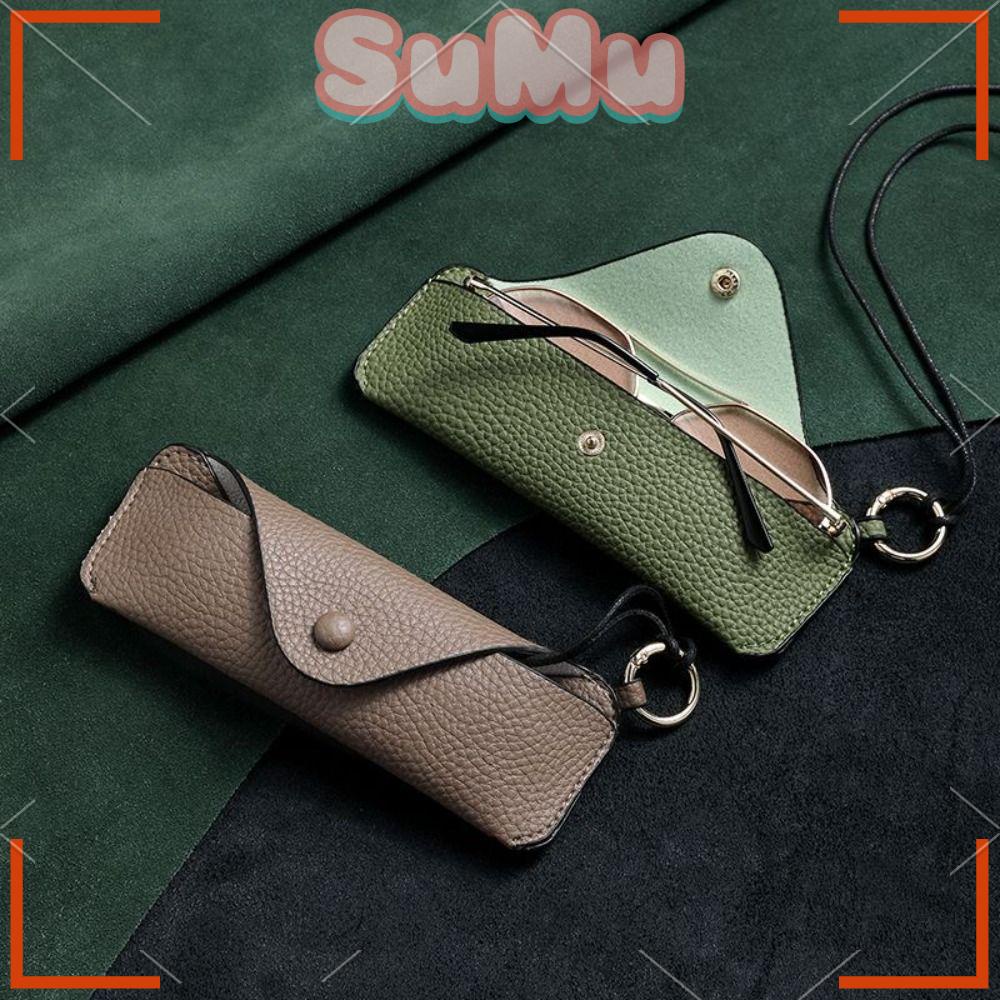 Túi Đựng Mắt Kính Chống Mất Bằng Da PU Có Dây Đeo