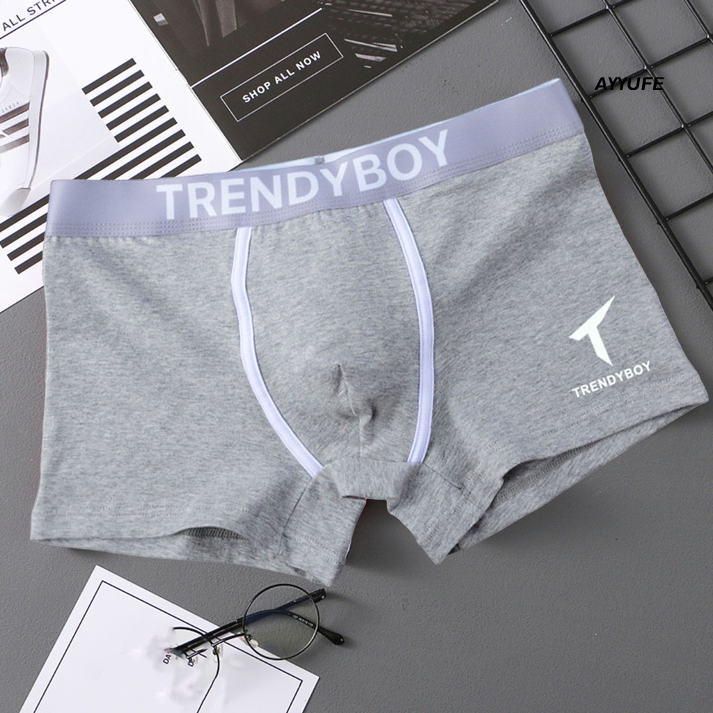 [AYYUFE] Quần Lót Boxer Lưng Vừa Co Giãn Thoáng Khí Chống Tĩnh Điện In Chữ U Lồi Màu Tương Phản Thời Trang Mùa Hè Cho Nam