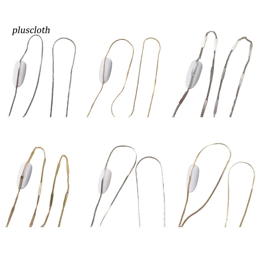 &lt; Plusclothing &gt; Chuỗi Dây Xích Ba Chiều Ánh Sáng Màu Vàng / Bạc Tự Trang Trí Móng Tay Nghệ Thuật Không Rơi Cho Salon