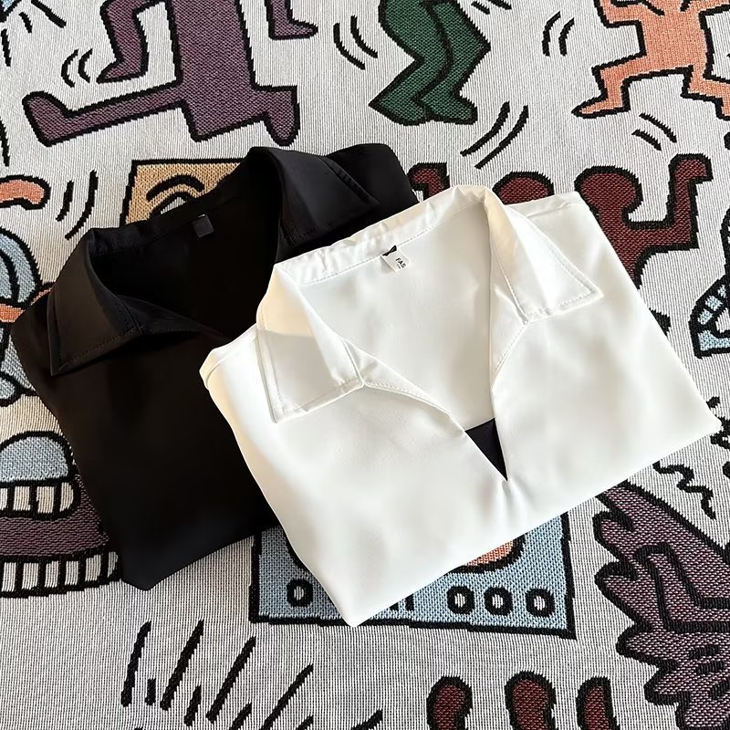Áo Thun polo Giả Hai Lớp Tay Ngắn Dáng Rộng Phong Cách Nhật Bản Thời Trang Mùa Hè Cho Nam