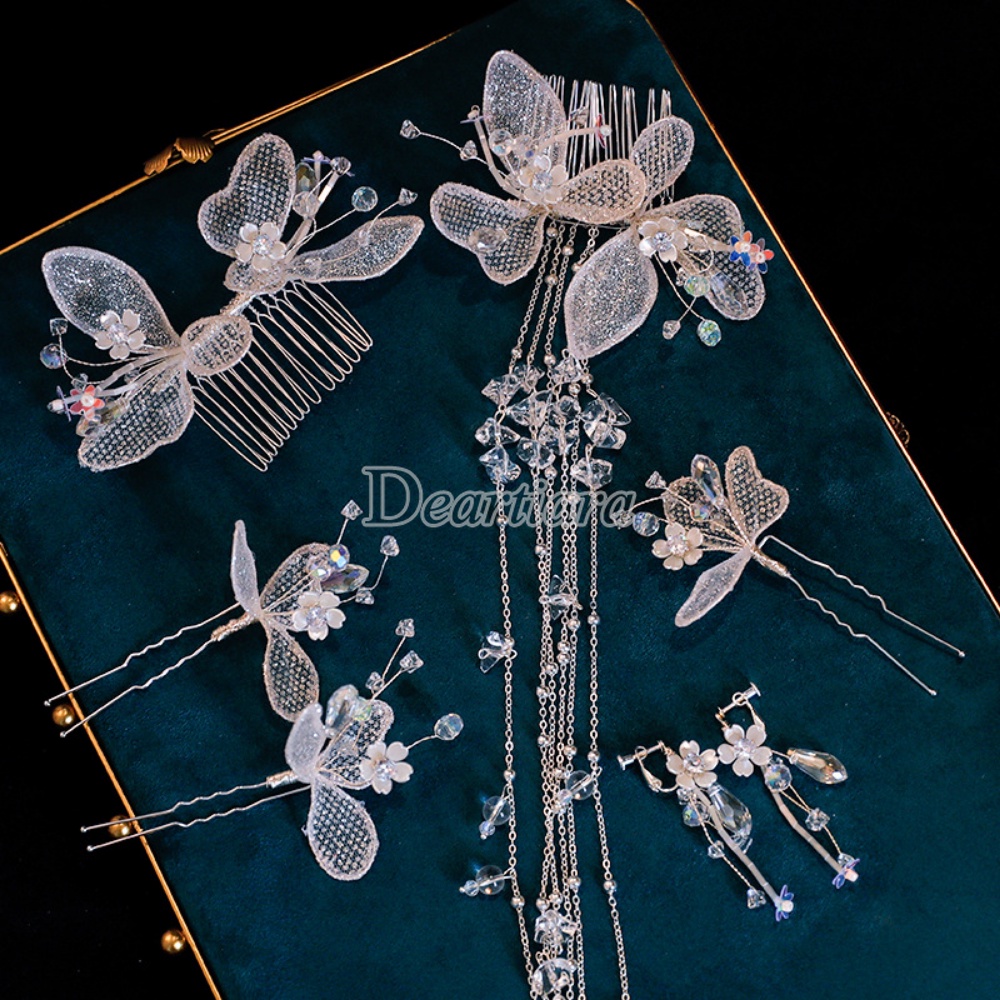 Lược Cài Tóc Cô Dâu Đính Pha Lê Trắng Bất Tử Cao Cấp