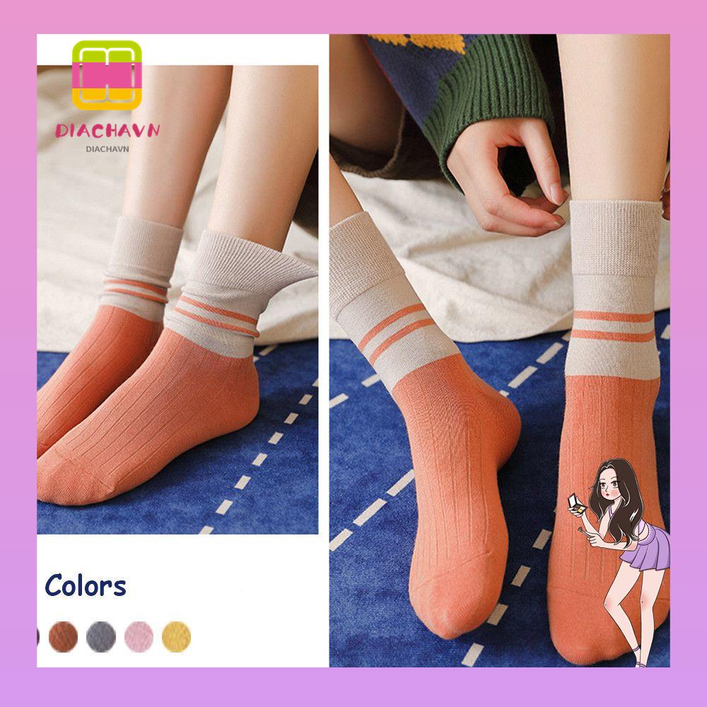 Vớ Cotton Thể Thao Thoáng Khí Thoải Mái Họa Tiết Kẻ Sọc Cho Nữ