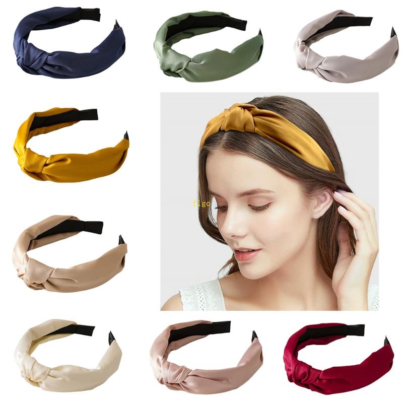 Băng Đô Vải Satin Thắt Nút Màu Trơn Dành Cho Nữ