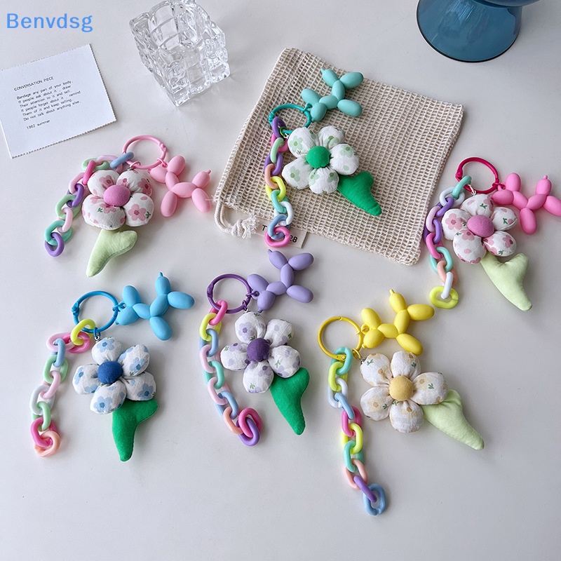 Benvdsg &gt; Móc Khóa Xe Hơi / Túi Xách Bằng Vải Họa Tiết Hoa / Cô Gái Và Bong Bóng Nhiều Màu Dễ Thương Thích Hợp