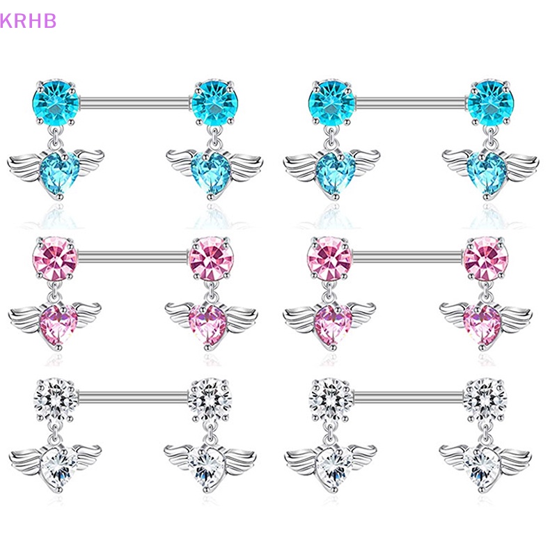 Nhẫn Núm Vú Bằng Thép Không Gỉ Đính Đá Zircon Hình Trái Tim Thời Trang Cho Nữ Mới