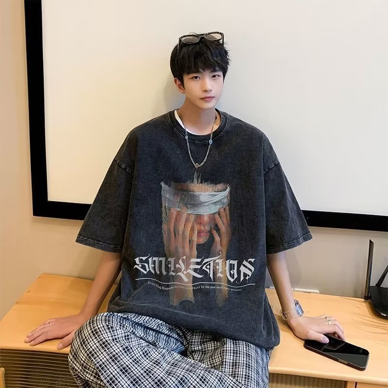 Áo Thun Cotton Ngắn Tay Phong Cách Retro Thời Trang Cho Nam