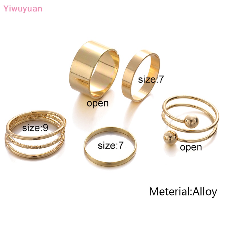 Bộ 5 Nhẫn Kim Loại Đeo Đốt Ngón Tay Thiết Kế Hình Học Phong Cách Punk Cổ Điển Mới