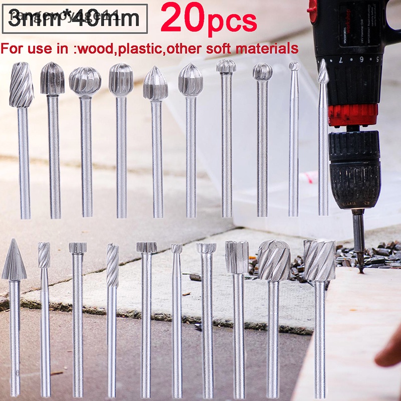 Bộ 20 Mũi Khoan Xoắn Cacbua Vonfram Kích Thước 3 * 40mm Chuyên Dụng