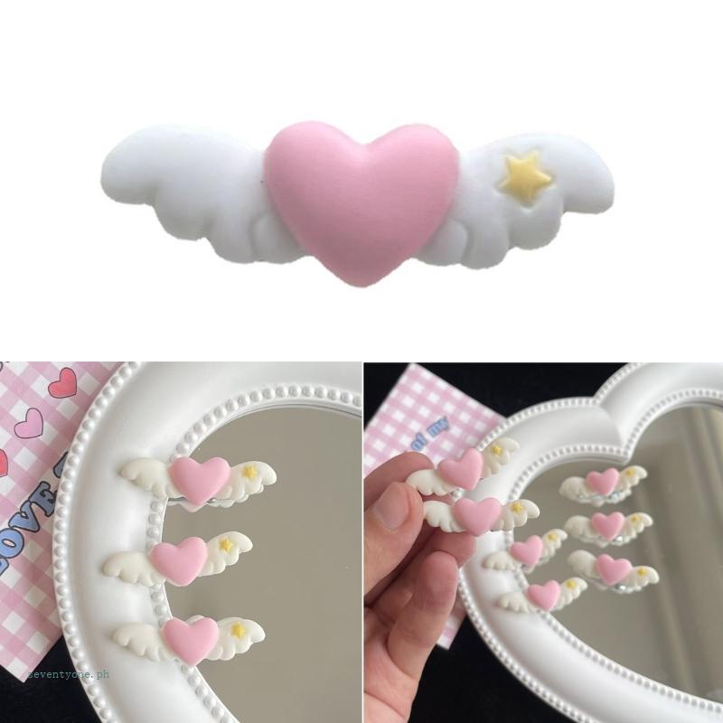 [seve *] Kẹp Tóc Hình Cánh Trái Tim Đôi Cánh Màu Nhám Siêu Sáng Tạo Phong Cách Ngọt Ngào Dễ Thương Ngọt Ngào Cho Nữ