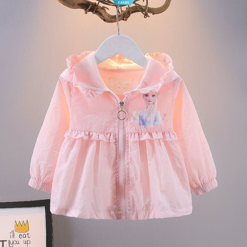 Áo Khoác Chống Nắng Mỏng Nhẹ In Họa Tiết Công Chúa Elsa Hoạt Hình Frozen Tinh Tế Thoáng Khí Thời Trang Đi Biển Cho Bé Gái