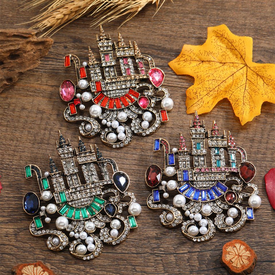 Ghim Cài Áo Hình Lâu Đài Đính Đá Pha Lê Phong Cách Baroque Sang Trọng Làm Quà Tặng Cho Nam Và Nữ