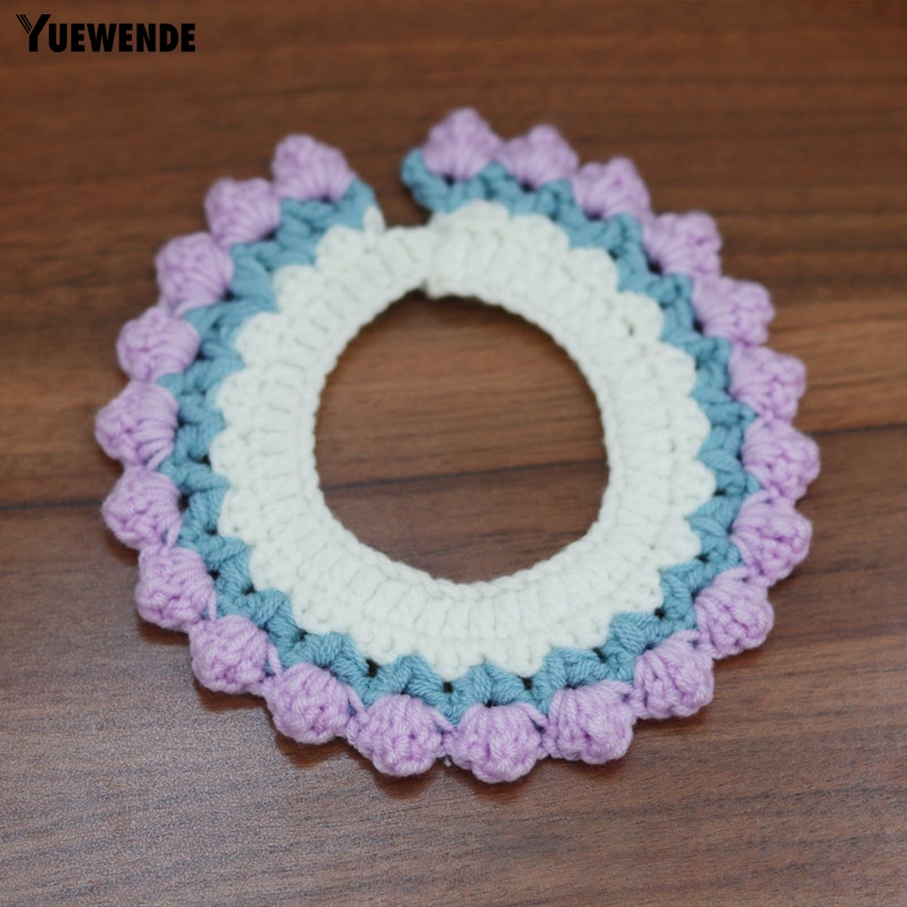 Yq.e Vòng Cổ Đan Len Thủ Công Viền Hình Hoa Tulip Thoải Mái Cho Thú Cưng