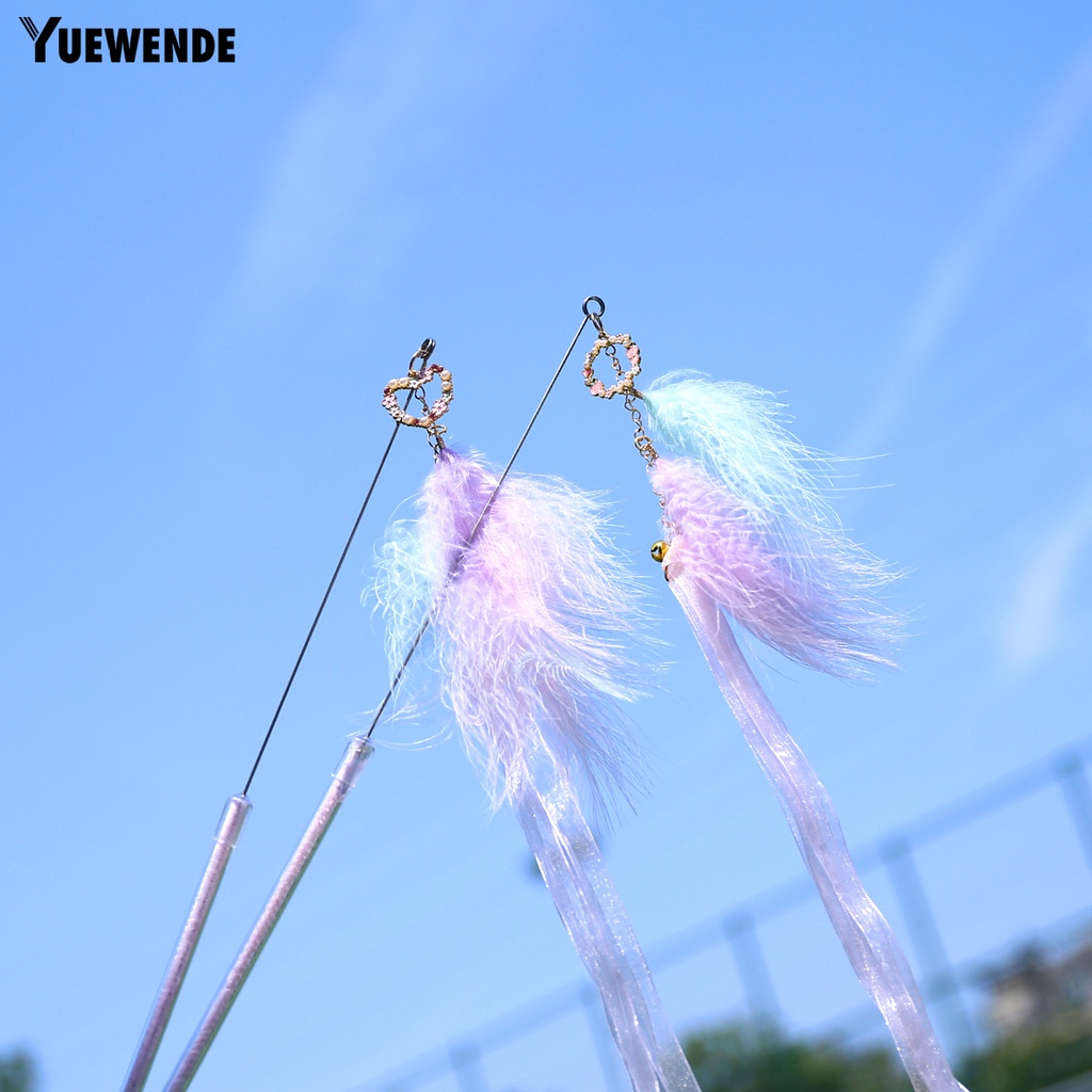 Gậy Trêu Mèo Đính Lông Vũ Tự Nhiên Tương Tác Với Ruy Băng Nổi Dài YQ.E