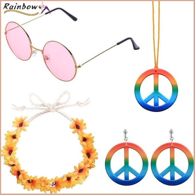 Set 4 / 7 Vòng cổ / Bông Tai / Kính Mát Đính Hạt Nhiều Màu Hóa Trang Halloween