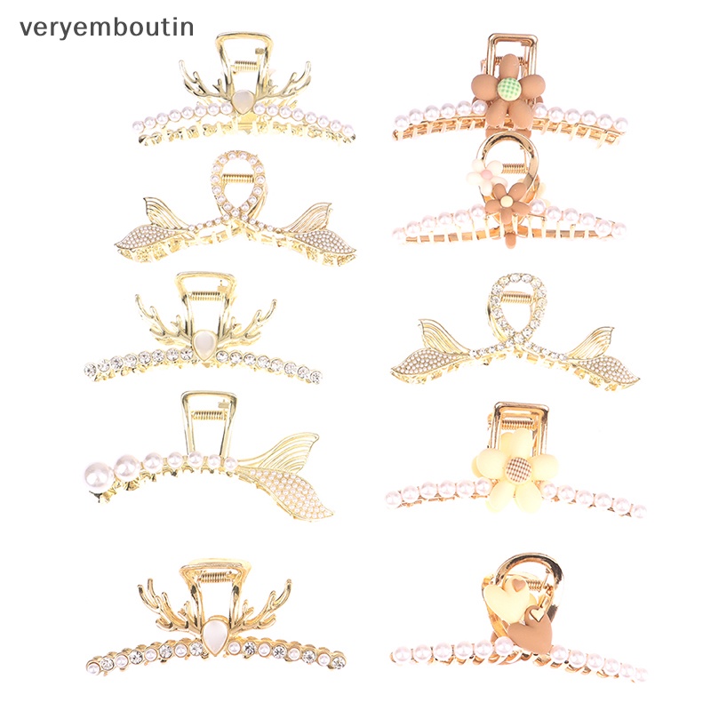 Kẹp Tóc Hình Hoa / Trái Tim Đính Ngọc Trai Thời Trang Cho Nữ