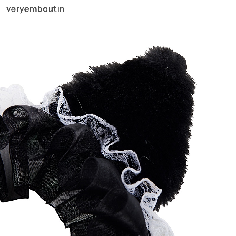 Băng Đô Cài Tóc Hình Tai Quỷ Hoạt Hình Phối Ren Phong Cách Gothic Dễ Thương