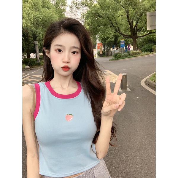 Nzn Áo Croptop Ôm Dáng Không Tay Cổ Thuyền dopamine Hàn Quốc Cho Nữ