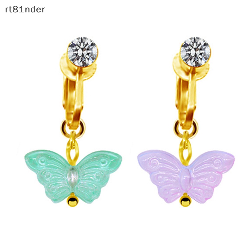 Khuyên Rốn Dạng Kẹp Hình Bướm Màu Sắc rt Không Cần Lỗ Giả Trang Sức Sáng Tạo Cho Nữ n