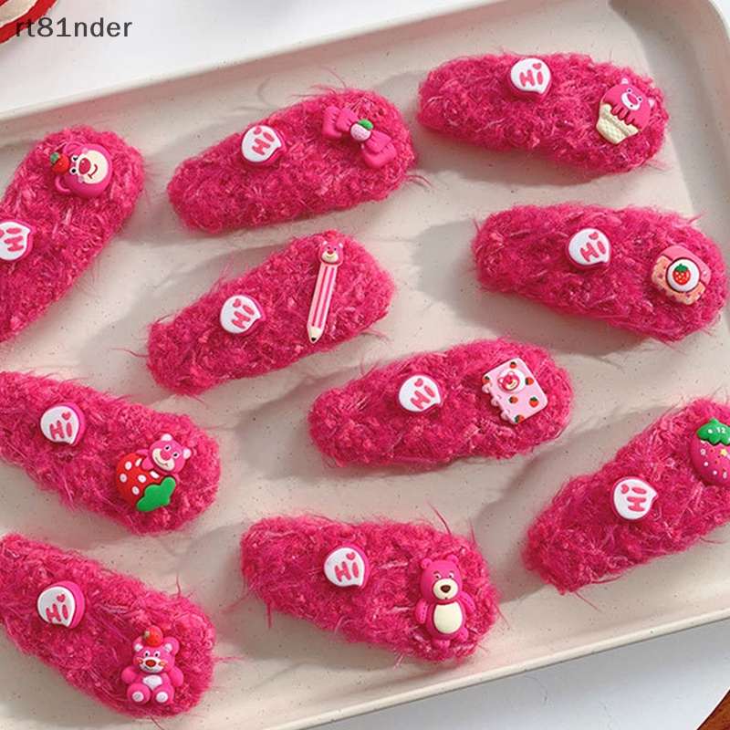 Rt Kẹp Tóc Mái Bằng Lông Giả Hình Gấu Dâu Tây Hoạt Hình Dễ Thương Cho Nữ