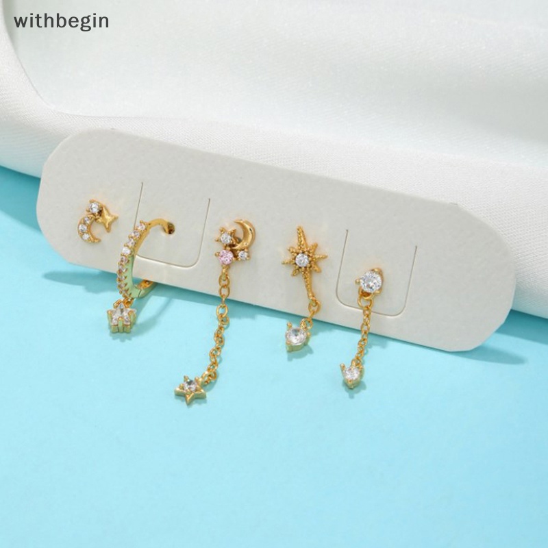 Bộ Khuyên Tai Mạ Vàng Đính Đá Zircon Thời Trang 2023 Dành Cho Bạn Nữ