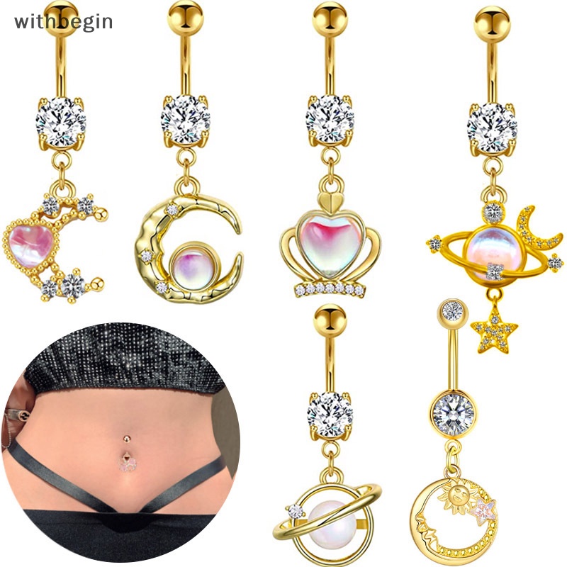 Khuyên Rốn Bằng Thép Không Gỉ Hình Trăng Sao Thời Trang Cho Nữ