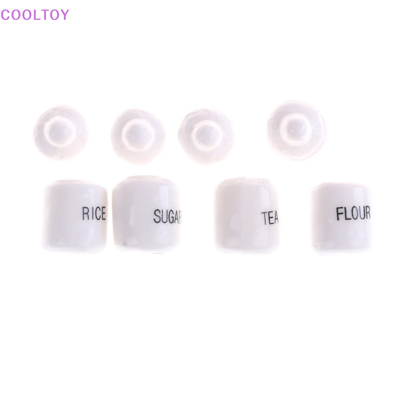 Set 4 Hũ Gốm Sứ Trắng Dễ Thương Trang Trí Nhà Búp Bê 1 / 12