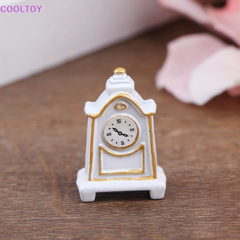 Cooltoy 1 Đồng Hồ Để Bàn Màu Trắng Phong Cách Retro Tỉ Lệ 1: 12 Trang Trí Nhà Búp Bê