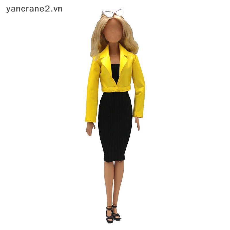 Bộ Áo Khoác Da PU + Chân Váy Da PU Màu Vàng 29cm Cho Búp Bê yancrane2.vn