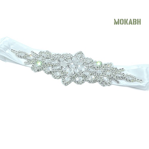 Thắt Lưng Đính Đá Và Ruy Băng Satin Trắng Dành Cho Cô Dâu