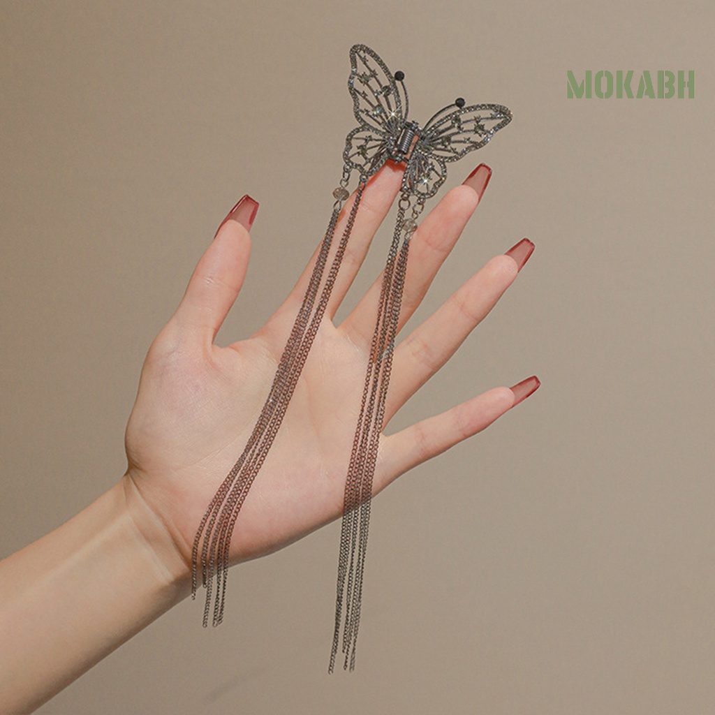 Kẹp Tóc Hình Bướm Rỗng Đính Ngọc Trai Giả Sang Trọng Chống Trượt