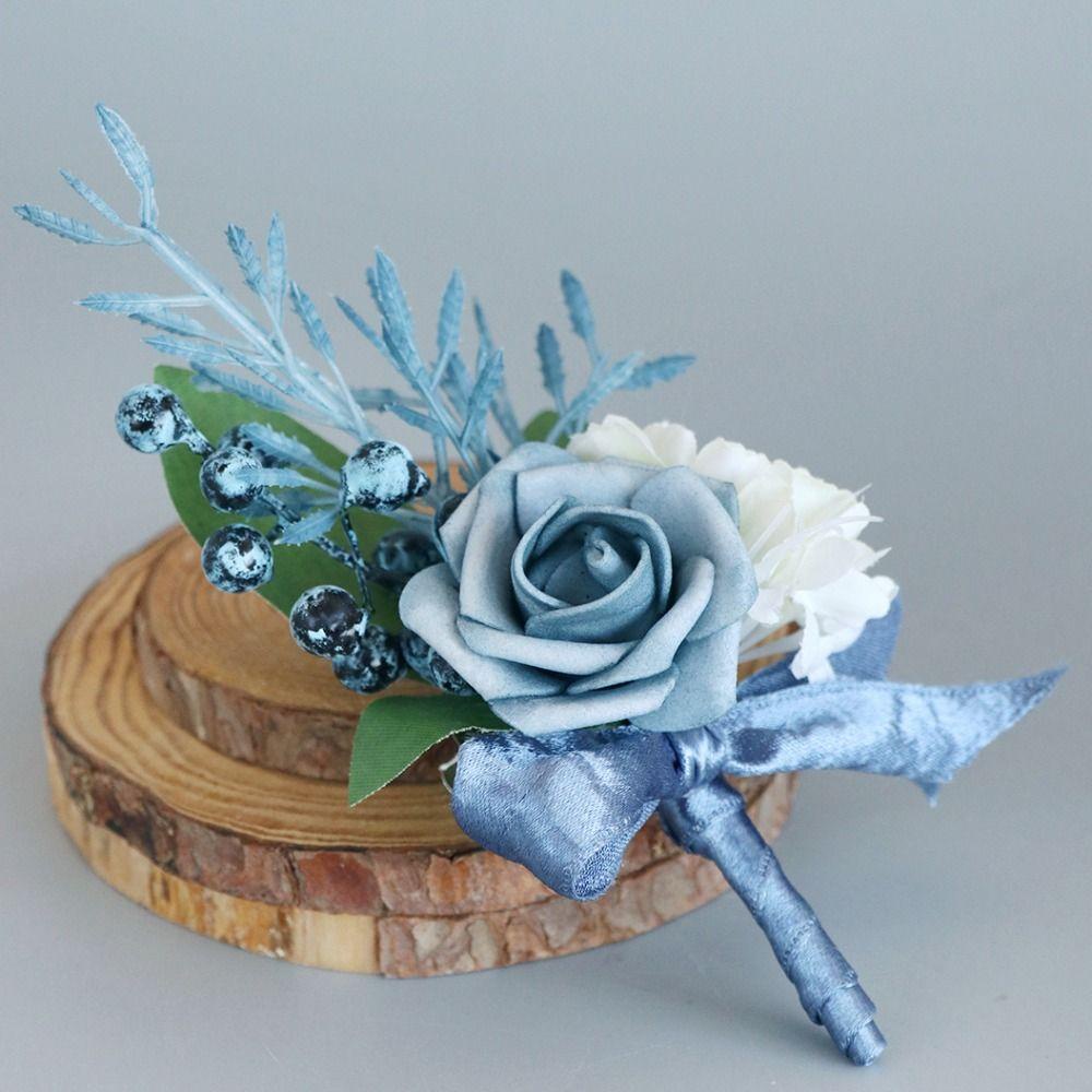 Suenin Set 2 Vòng Tay Trang Trí Boutonniere Thanh Lịch Tinh Tế Kèm Ruy Băng Cho Nam